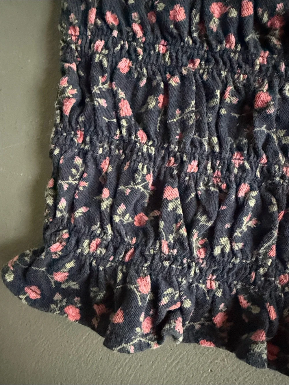 Old Navy Pink Ribbed Henley Top & Blue Floral Smocked Puff Sleeve Top Size Small